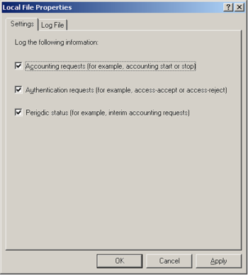 Settings tab in the Local File Properties dialog