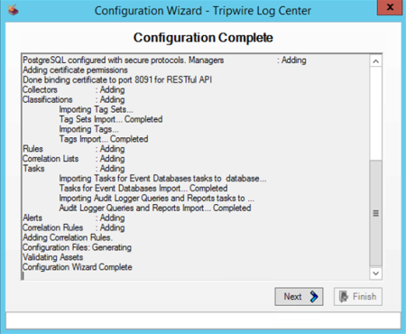 Configuration Complete page