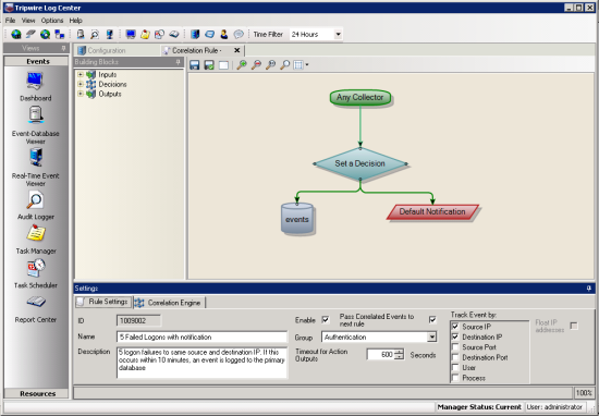 Correlation Rule tab for a rule with a defined process flow