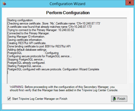 Configuration Complete page