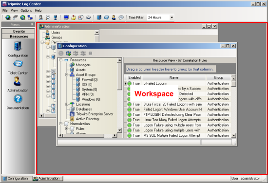 The TLC Console with Tabbed Forms view disabled