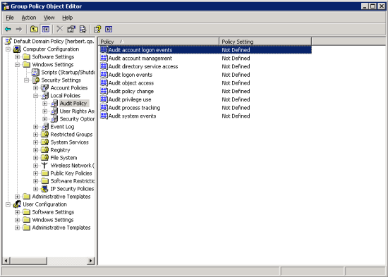 Audit Policies in the Group Policy Object Editor