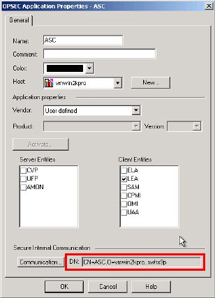 The DN field in the OPSEC Application Properties dialog