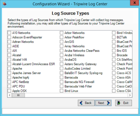 Log Source Types page