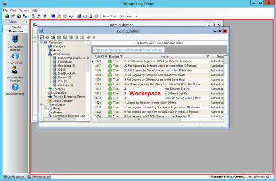 The TLC Console with Tabbed Forms view disabled