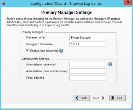 Primary Manager Settings page