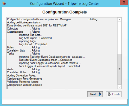 Configuration Complete page