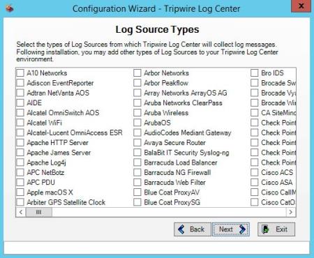 Log Source Types page