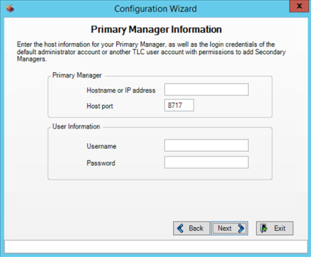 Primary Manager Settings page