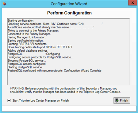 Configuration Complete page