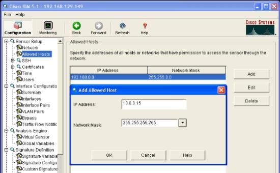Add Allowed Host dialog