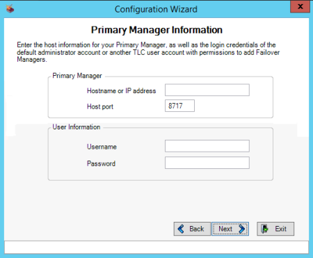 Primary Manager Information page