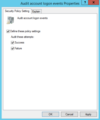 Audit Policy properties dialog